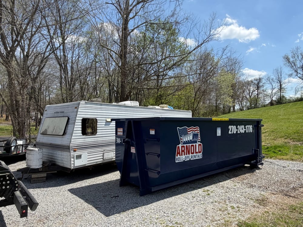 Arnold Roll Off Rentals dumpster at a home cleanout